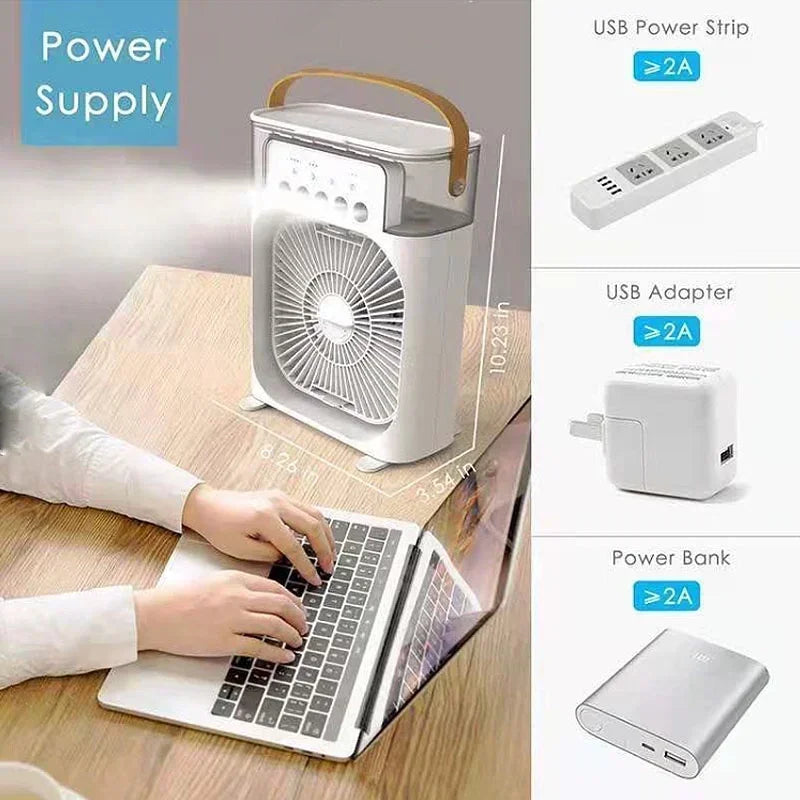 3 In 1 Portable USB Electric Fan with Water Mist