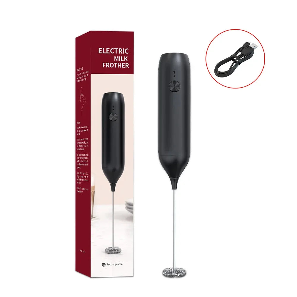 Electric Milk Frother with USB Type-C Rechargeable Cable