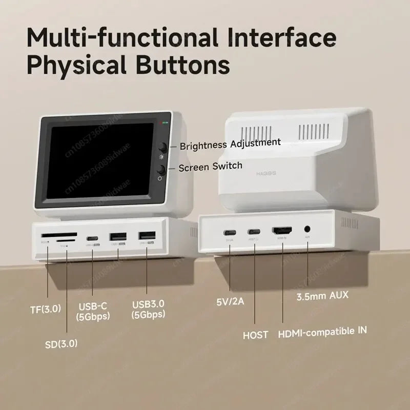 3.5 Inch IPS Mini PC Monitor with USB-C Hub for Laptops