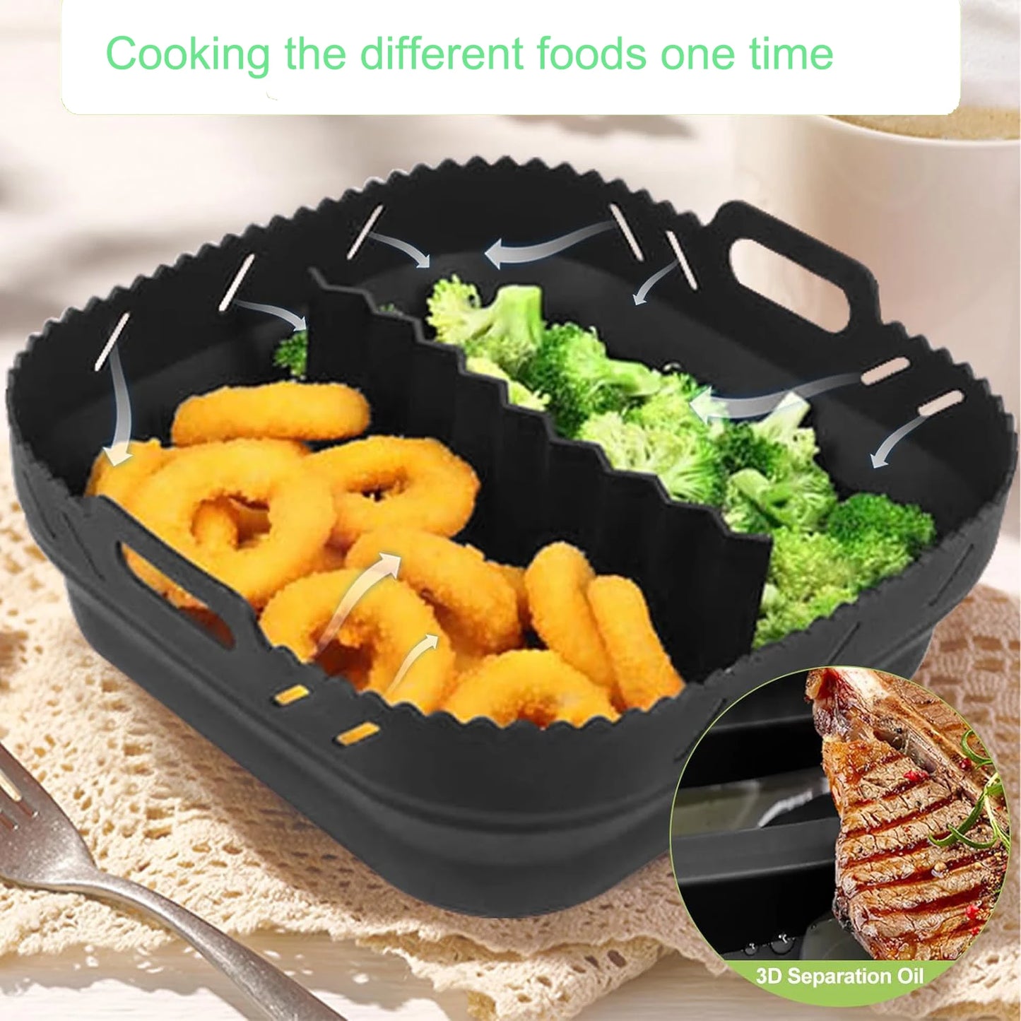 Air Fryer Silicone Liners with Divider