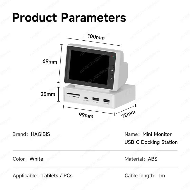 3.5 Inch IPS Mini PC Monitor with USB-C Hub for Laptops