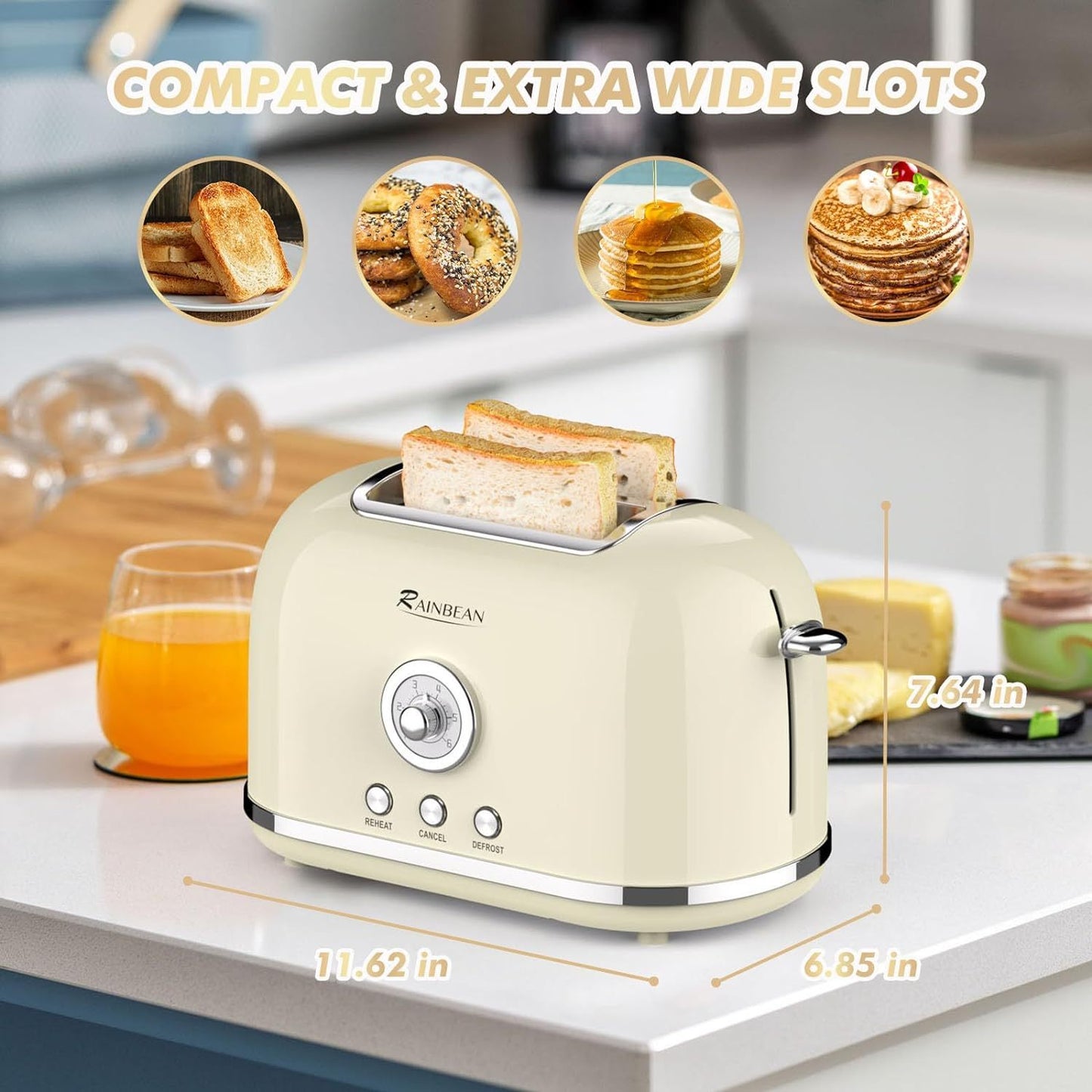 2 Slice Retro Toaster Stainless Steel